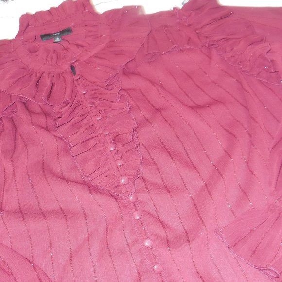 Blouse NWT SMALL ruffled gothic style see-through chiffon long sleeve dressy top - Picture 6 of 10